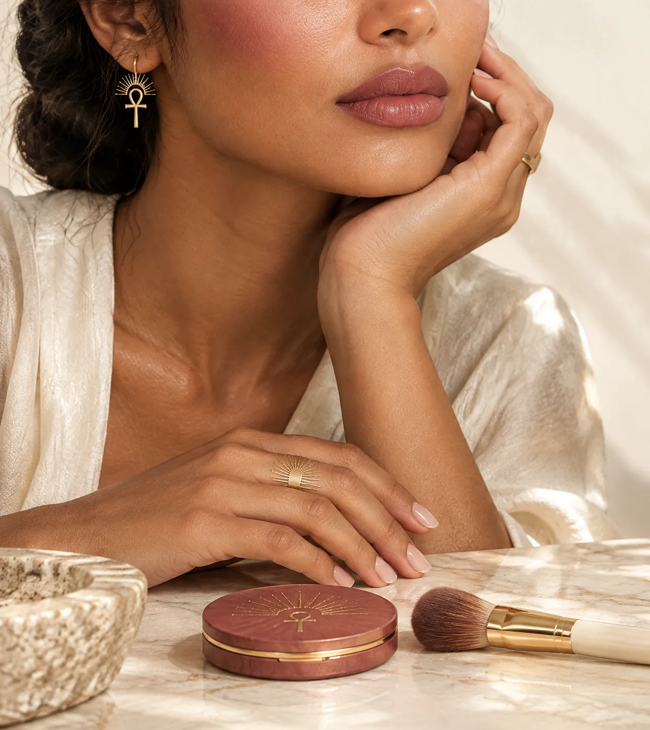 Model with Cloud Blush and a brush